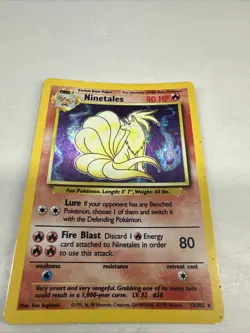 Pokemon TCG Ninetales Base Set 12/102 Holo Unlimited Holo Rare HP L28 - Image 3