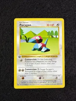 Porygon 39/102 1st Edition Shadowless Base Set Pokemon Card TCG LP - Image 1