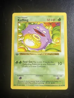 Pokemon 1st EDITION Shadowless Koffing #51/102 - 1999 Base Set - Image 1