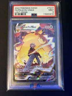 PSA 9 2022 POKEMON SWORD & SHIELD LOST ORIGIN #TG17 FA/PIKACHU VMAX LOST ORIGIN - Image 1