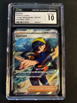 Carmine 204/167 Sv06: Twilight Masquerade Holo CGC Gem Mint 10 Graded Pokemon - Image 1