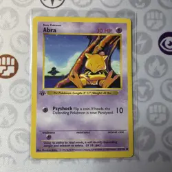 1999 Pokemon Base Set 1st Edition (Shadowless) #043/102 Abra MP/LP - Image 1