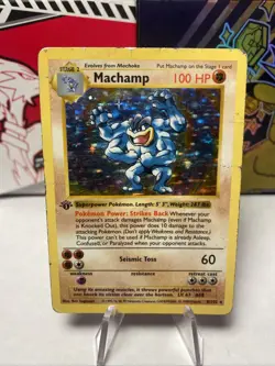 Machamp Holo Shadowless 1st Ed. Pokemon Base Set #8 1999 HP - Image 1