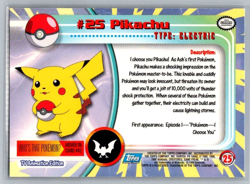 Pikachu #25 Pokemon 1999 Topps TV - Image 2