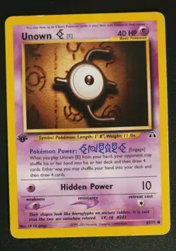 Pokemon TCG Karte 1. Edition Unown 68/75 Neo Discovery WotC EN GD Blitzversand - Image 1