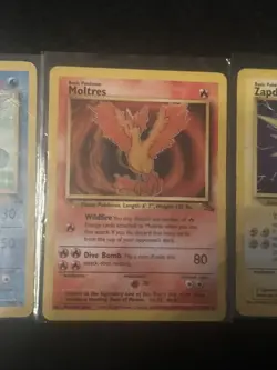 3 Rare Non Holo Fossil Pokemon Cards Legendary Birds LP MP DMG - Image 3