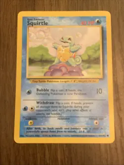Pokemon TCG Squirtle Card #63/102 Common, Unlimited, Base Set LP Vintage - Image 1