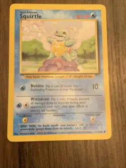 Pokemon TCG Squirtle Card #63/102 Common, Unlimited, Base Set LP Vintage - Image 2
