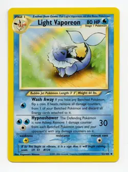 Pokemon TCG Light Vaporeon Neo Destiny Card 52/105 Unlimited Uncommon NM - Image 1