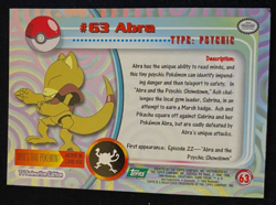 Abra #63 Topps Pokemon Card - Topps Blue Logo TV Animation Edition LP - Image 2