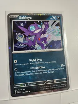 Pokemon TCG Sableye 2023 Cosmo Holo Card 136/193 Fart Swirl 🌀 Rare Near Mint - Image 3