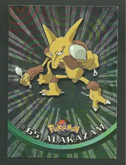 1999 Topps Pokemon Chrome TV Series 1 #65 Alakazam Hologram Trading Card - Image 1