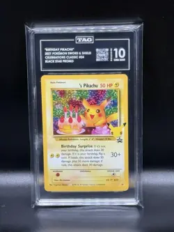 TAG 10 Pokemon Pikachu TCG Birthday Celebrations Holo Rare Card #24 - Image 1