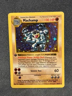 Machamp 1st Edition Shadowless Holo Rare Vintage Pokemon Card - 8/102 Base Set - Image 1