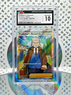 CGC 10 Professor's Research 150/159 Crown Zenith Full Art Pokemon Trainer Card - Image 1