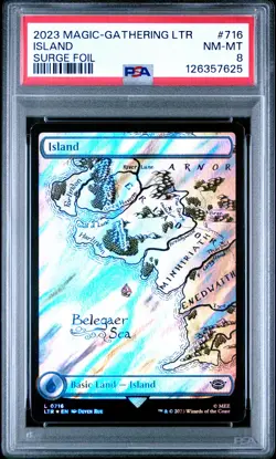 2023 MTG THE LORD OF THE RINGS: TALES OF MIDDLE-EARTH SURGE FOIL ISLAND PSA 8 - Image 1