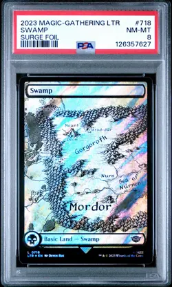 2023 MTG THE LORD OF THE RINGS: TALES OF MIDDLE-EARTH SURGE FOIL SWAMP PSA 8 - Image 1