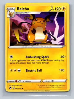 🔥2022 Pokemon🔥SWSH12: Silver Tempest #050/195 Raichu - Image 1