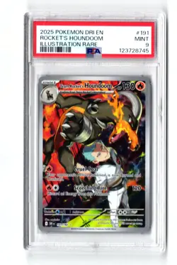Pokemon Destined Rivals TEAM ROCKET'S HOUNDOOM 191/182 Illus. Rare MINT PSA 9 - Image 1