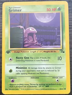 1st Edition Grimer 48/62 Pokemon TCG WOTC Base Set Fossil MINT - Image 1