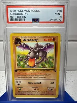 1999 Pokemon Fossil 1st Edition Aerodactyl 16/62 PSA 9 - Image 1