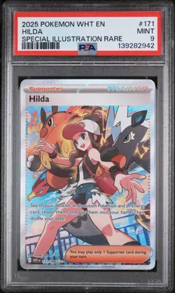 2025 POKEMON WHT EN-WHITE FLARE SPECIAL ILLUSTRATION RARE #171 HILDA PSA 9 - Image 1