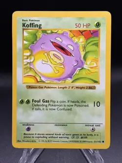 💨 Pokemon TCG - Shadowless Koffing 51/102 - Base Set (1999) - Common - LP/NM - Image 1