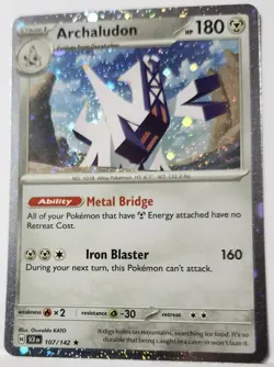 Fart Swirl 🌀🌀🌀💎💫 Pokemon TCG archaludon 107/142 Cosmo Holo Rare Swirls - Image 2