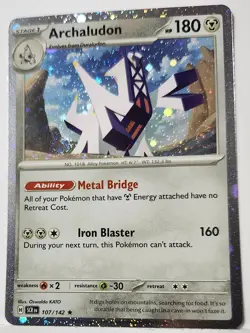 Fart Swirl 🌀🌀🌀💎💫 Pokemon TCG archaludon 107/142 Cosmo Holo Rare Swirls - Image 3