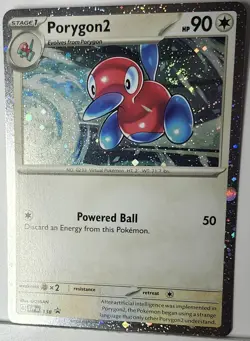 Pokemon Porygon2 Fart Swirl 🌀 Cosmo Holo Bleed Error Rare Black Star Promo 138 - Image 2