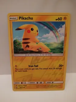 Pikachu 28/73 - REVERSE HOLO - Shining Legends - "Played" Pokemon Card - Image 1