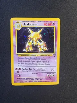 Pokemon Alakazam TCG Card 1/130 Base Set 2 Holo Unlimited Rare - Image 1