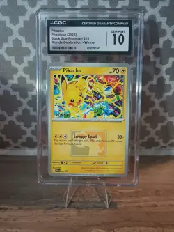 CGC 10 Pikachu SVP 225 WINNER Worlds Celebration Promo Pokemon Card GEM MINT - Image 1