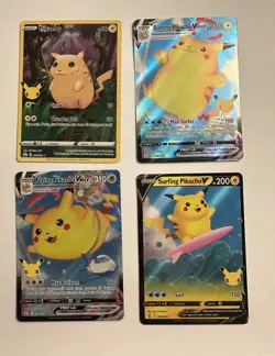 Surfing Pikachu/Vmax, Pikachu & Flying Pikachu Vmax 4 Card Set Pokemon - Image 1