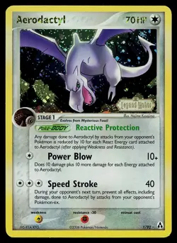Pokemon Card - Aerodactyl Legend Maker 1/92 Reverse Holo Rare Stamped - Image 1