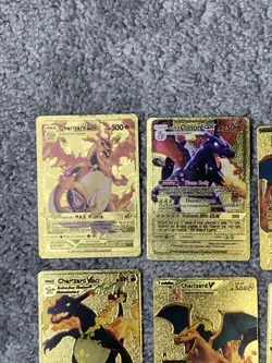 Set of 15 Charizard V, VMax, GX &More Gold Foil Fan Art Cards - Image 2