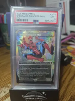 2025 MTG MARVEL'S SPIDER-MAN FOIL #0014 SPECTACULAR SPIDER-MAN PSA 9 - Image 1