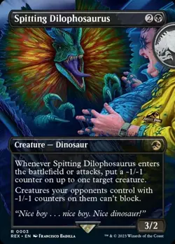 MTG Spitting Dilophosaurus - Borderless, NM-Mint, English Universes Beyond: Jura - Image 1