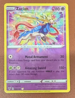 Pokemon TCG Zacian Card Vivid Voltage SWSH, Amazing Rare, 082/185 (pack fresh) - Image 1