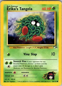 Pokemon TCG Erika's Tangela Gym Heroes 79/132 Unlimited Common Card WOTC LP - Image 1
