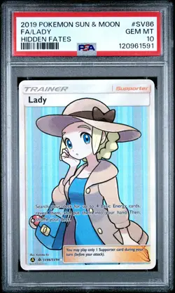 2019 POKEMON SUN & MOON HIDDEN FATES #SV86 FULL ART/LADY PSA 10 - Image 1