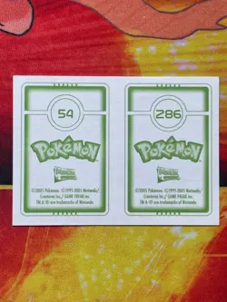 Pokemon Merlin Topps Ultimate Stickers 2005 Psyduck #54 Breloom #286 - Image 2