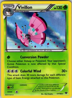 Vivillon (Meadow [Pink]) 17/146 XY Base Set Holo Pokemon TCG NM - Image 1