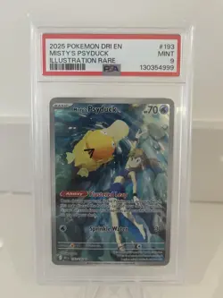 2025 POKEMON DRI EN-DESTINED RIVALS ILLUSTRATION RARE #193 MISTY'S PSYDUCK PSA 9 - Image 1