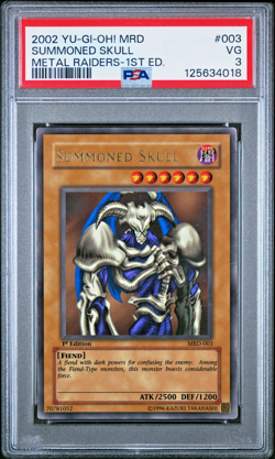 PSA 3 1ST EDITION Summoned Skull MRD-003 Metal Raiders Ultra Rare YUGIOH - Image 1