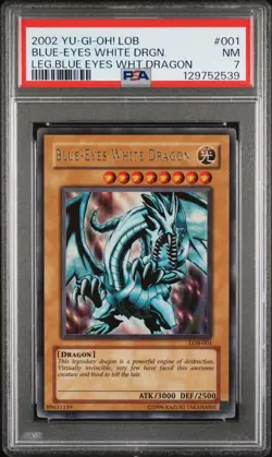 2002 YU-GI-OH! LOB-LEGEND OF BLUE EYES WHITE DRAGON BLUE-EYES WHITE DRAGON PSA 7 - Image 1