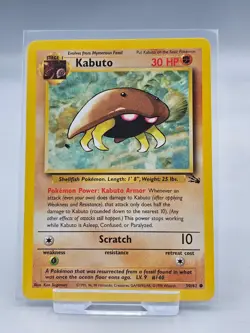 Pokemon TCG Kabuto Fossil Card 50/62 Regular WOTC Vintage Unlimited - Image 1