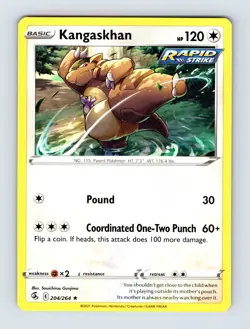 Kangaskhan SWSH08: Fusion Strike Rare Non Holo 204/264 Pokemon NM/LP Card - Image 1