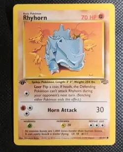 Rhyhorn Jungle 1st Edition Common 61/64 WOTC Pokemon Card - Excellent LP - Image 1