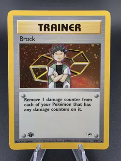 Brock 15/132 Holo Rare 1st Edition Gym Heroes Pokemon Card LP - Image 1